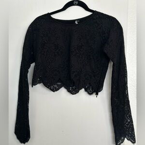 For Love And Lemons Black Lace Long Sleeve Blouse